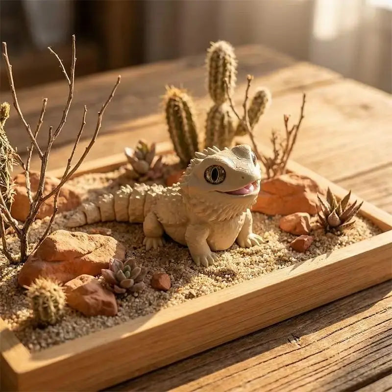 3D Printed Articulated Bearded Dragon Figurine Desk Decor Decorative Figurine Nixie