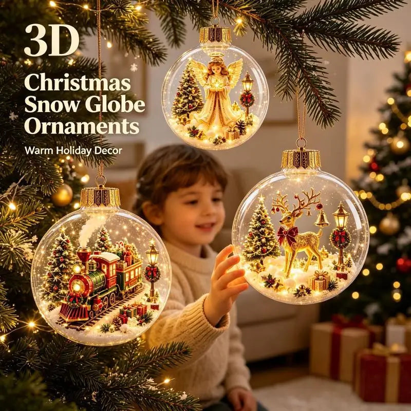 LED Luminous Christmas Crystal Ball Ornament – Santa & Snowman Christmas Ball Ornament Nixie