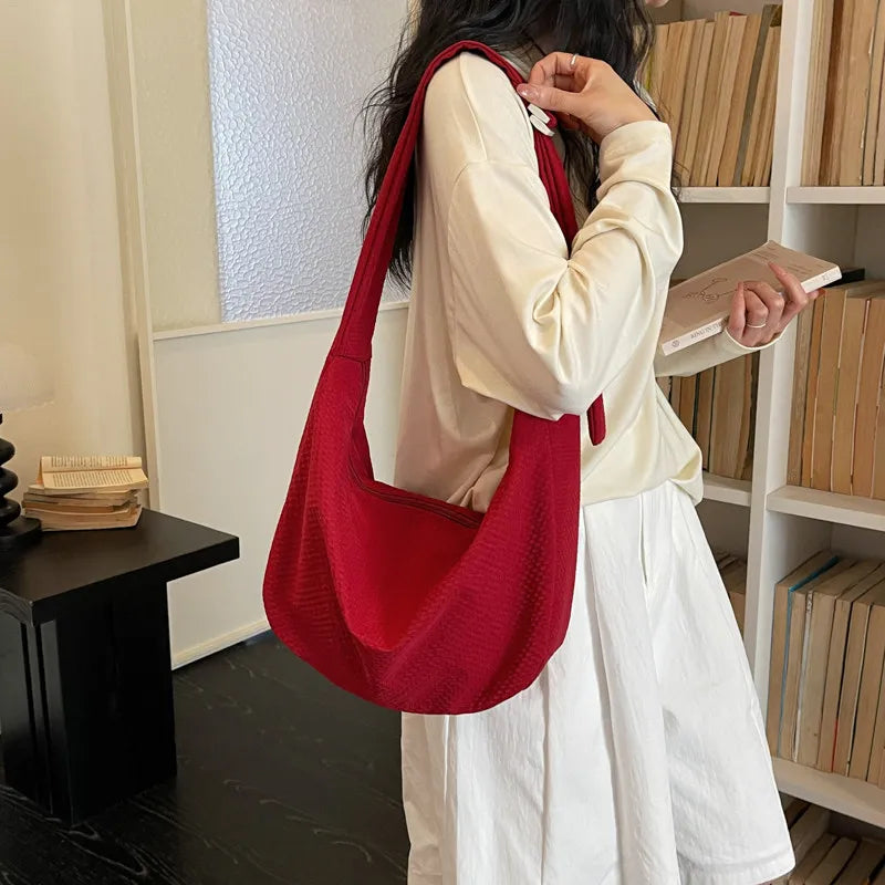Large Canvas Crossbody Dumpling Bag – Casual Sport Hobo Bag Crossbody Hobo Bag Nixie