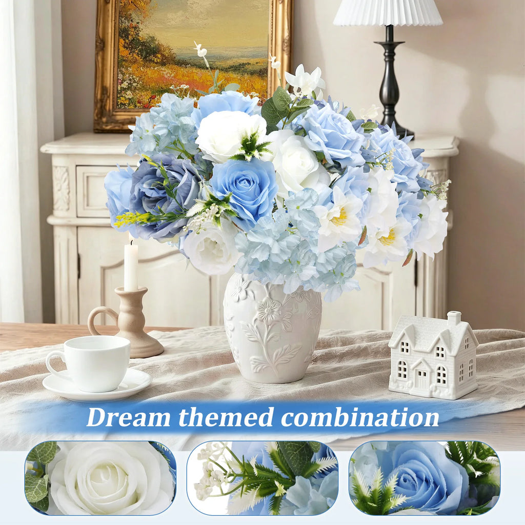 Artificial Flowers Combo Box – Pink & Blue Faux Flowers for DIY Artificial Flower Set Nixie