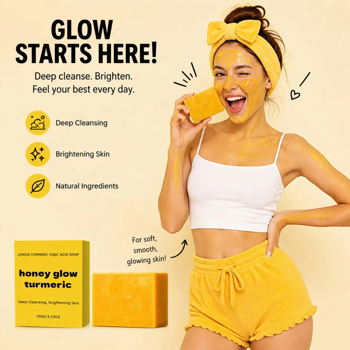 Turmeric Kojic Acid Bar Soap – Honey, Lemon Deep Cleanse Cleansing Bar Soap Nixie
