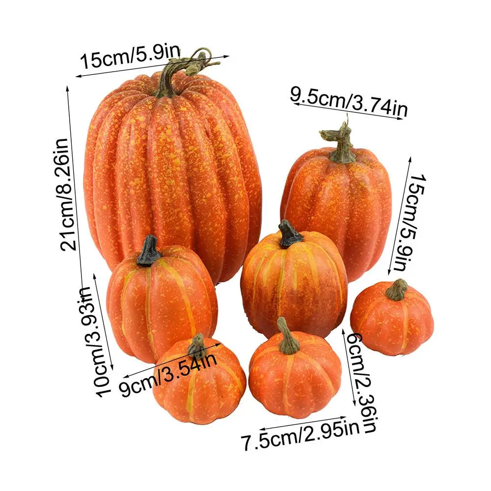 7-Piece Foam Pumpkin Set – Fall Halloween & Autumn Harvest Decor Artificial Pumpkin Set Nixie Yellow