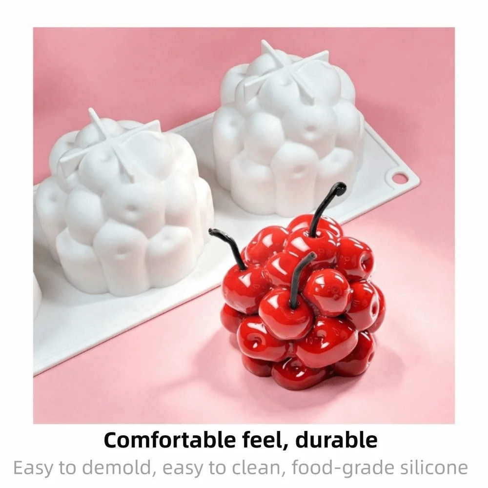 4-Cavity Cherry Cluster Silicone Mold – BPA-Free Dessert Mold Silicone Baking Mold Nixie