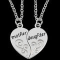 Mother Daughter Antique Silver Pendant Necklace Set – 2pcs Pendant Necklace Set Nixie Love a