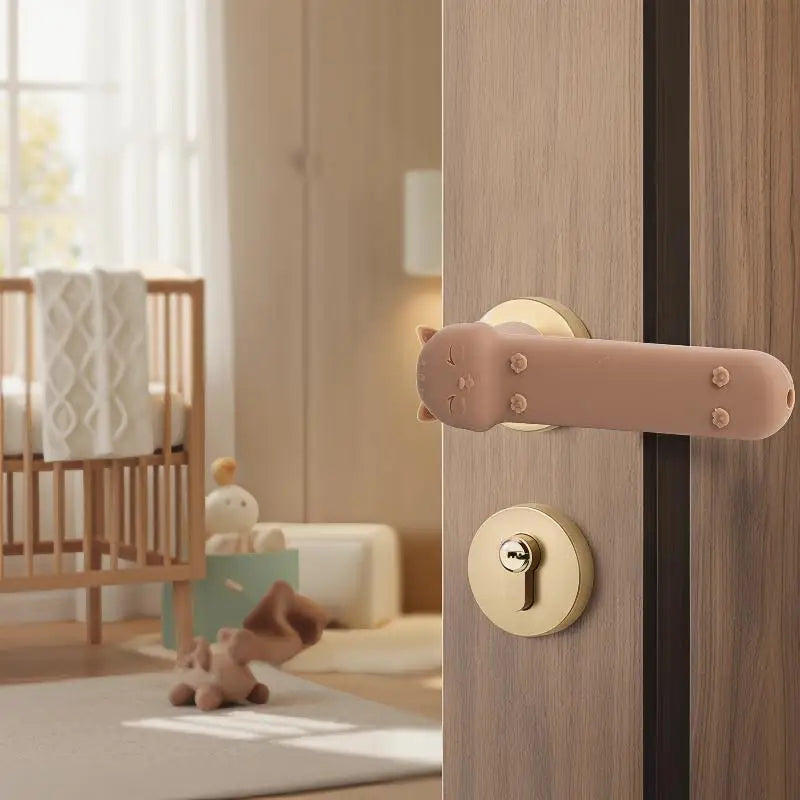 Cartoon Cat Silicone Door Knob Cover – Anti-Slip Safety Protector Door Knob Cover Nixie