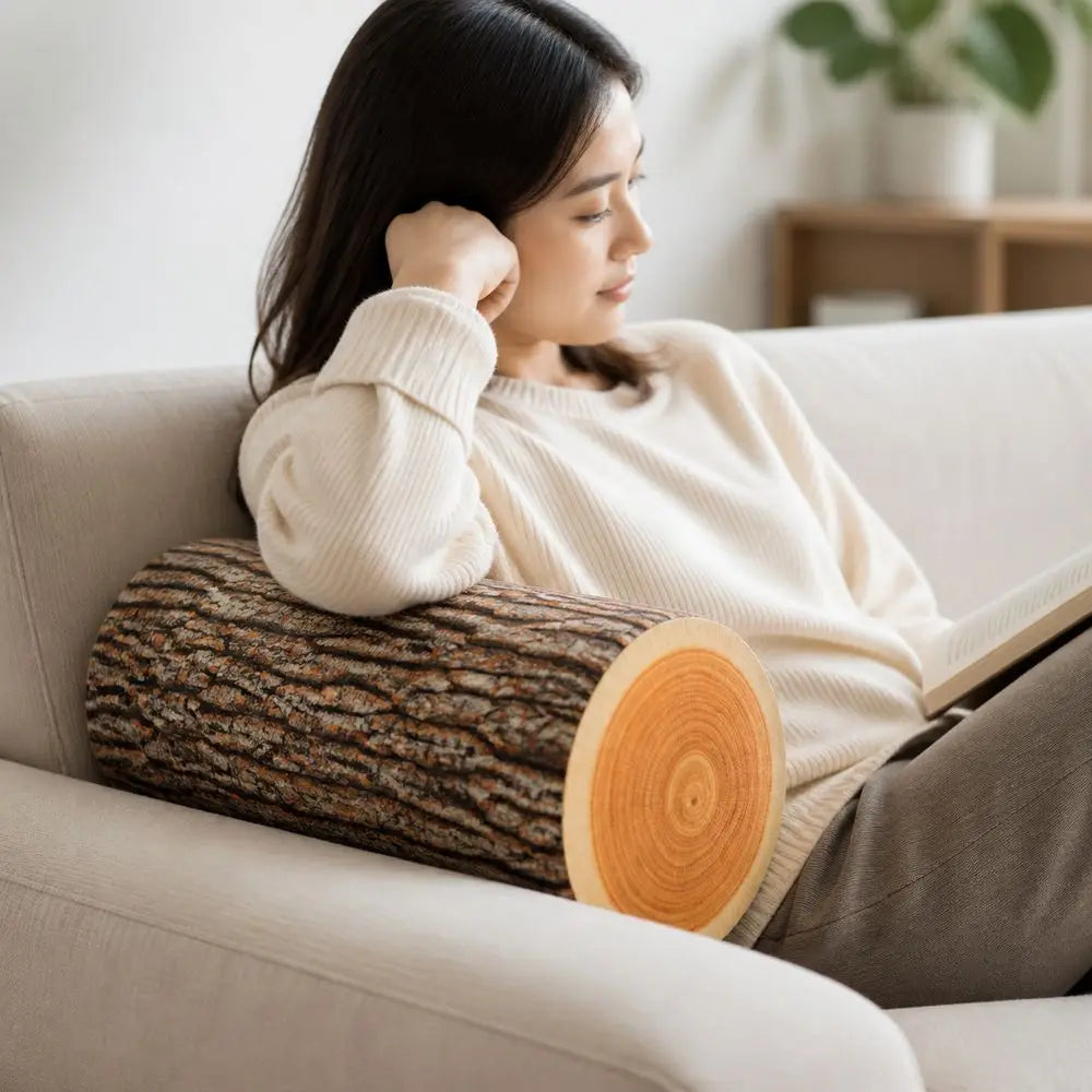 Convertible Tree Log Pillow – Realistic Wood Grain Floor Cushion Decorative Floor Cushion Nixie