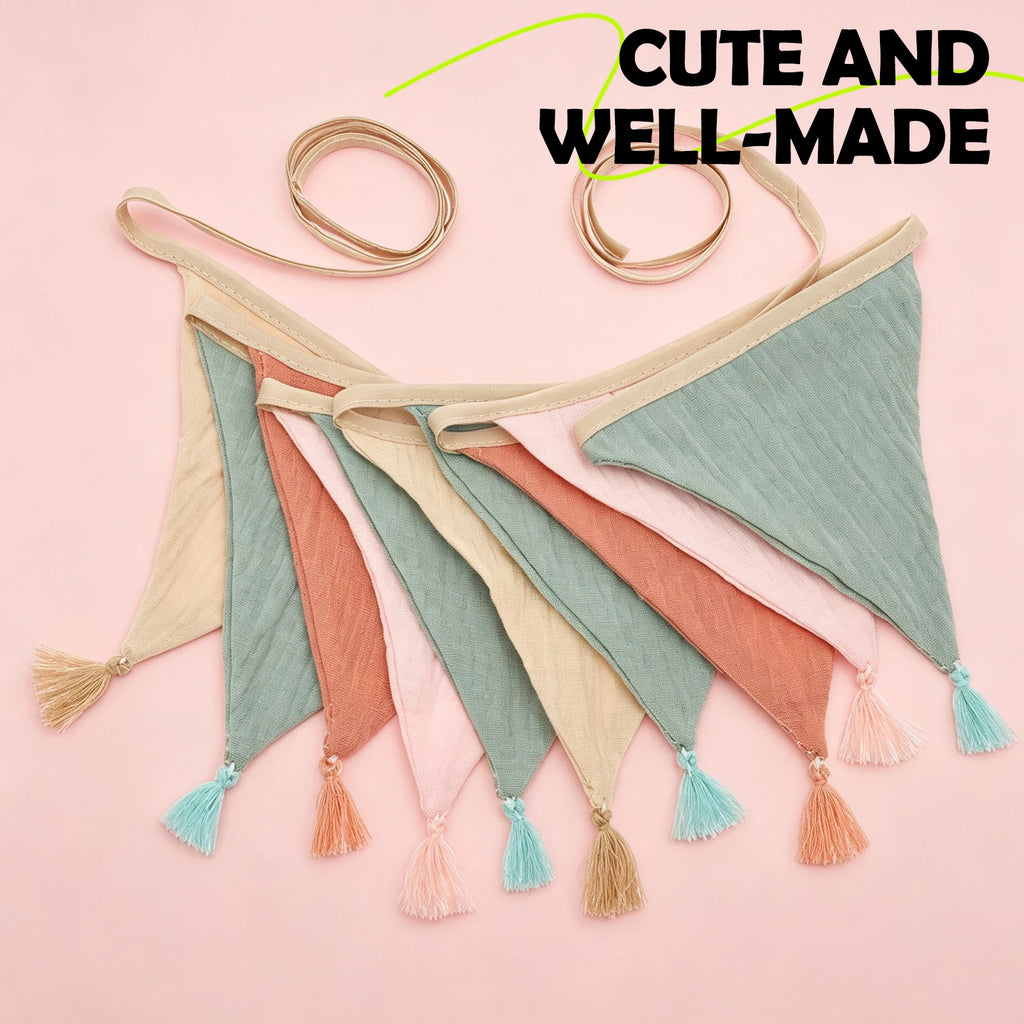 Fabric Triangle Pennant Bunting Banner – Party & Wedding Garland Party Bunting Banner Nixie