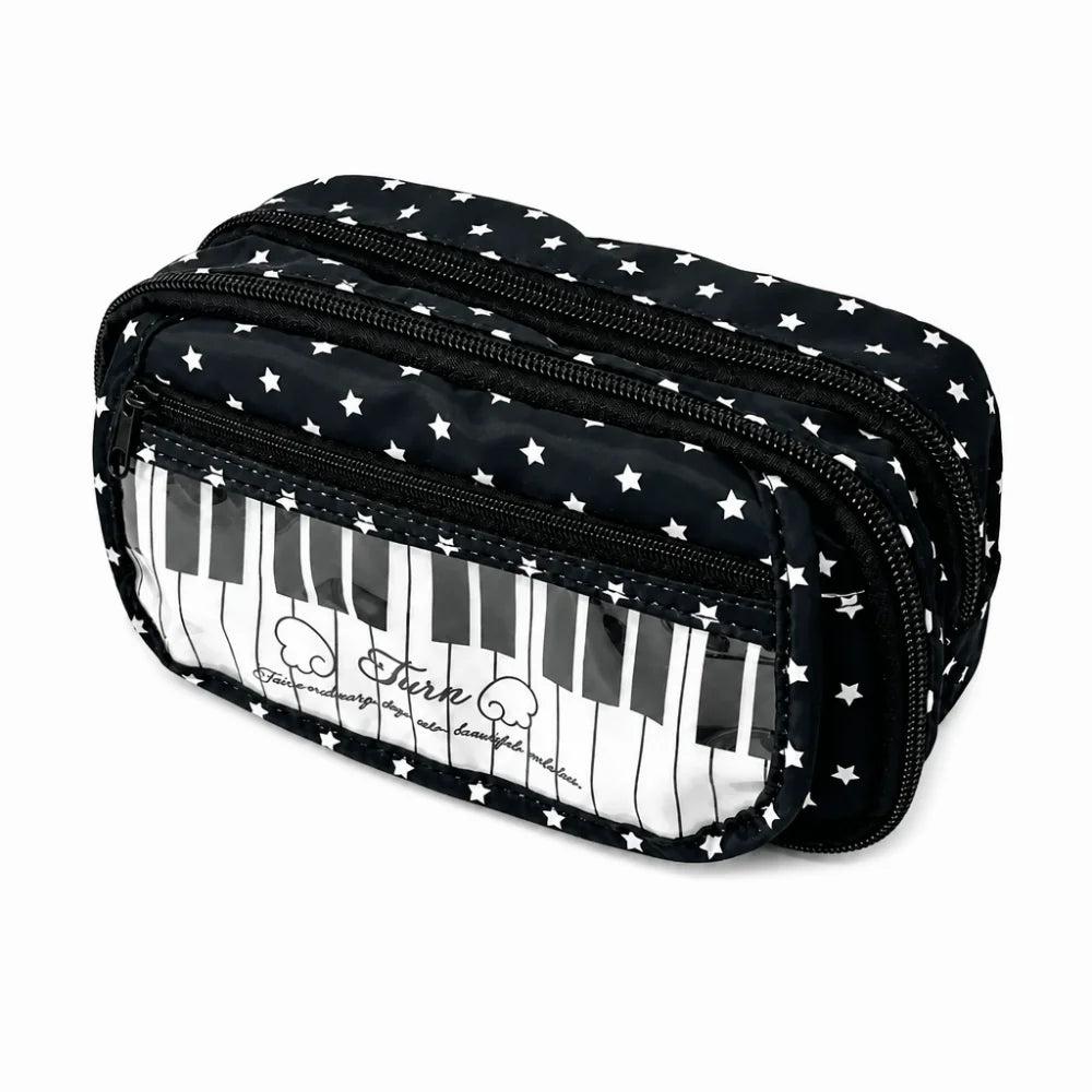 Kawaii Star Piano Print Pencil Case – Large Capacity Pen Pouch Pencil Case Pouch Nixie