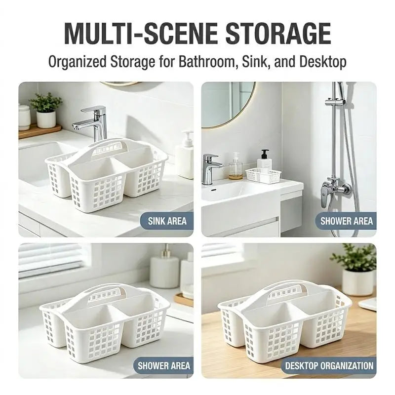 Portable 3-Compartment Plastic Storage Basket for Bathroom Storage Basket Organizer Nixie