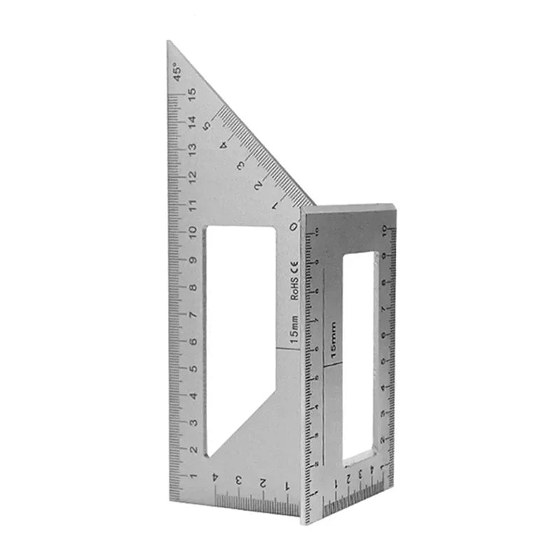 Aluminum Alloy Woodworking Angle Ruler 45 & 90 Degree Marking Gauge Woodworking Angle Ruler Nixie Silver