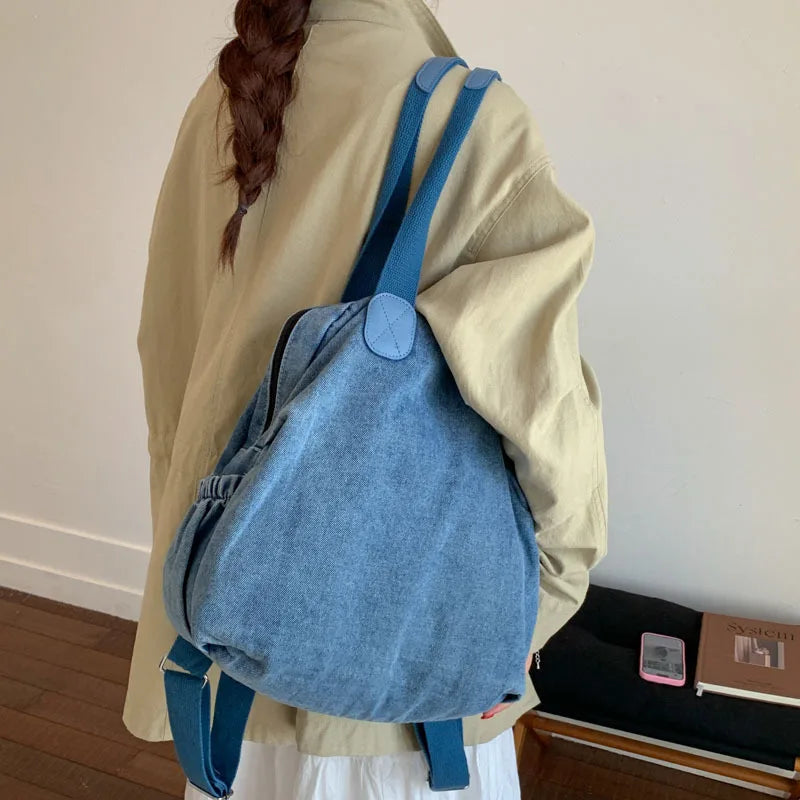 Denim Women's Backpack – Large Capacity Travel & Shoulder Bag