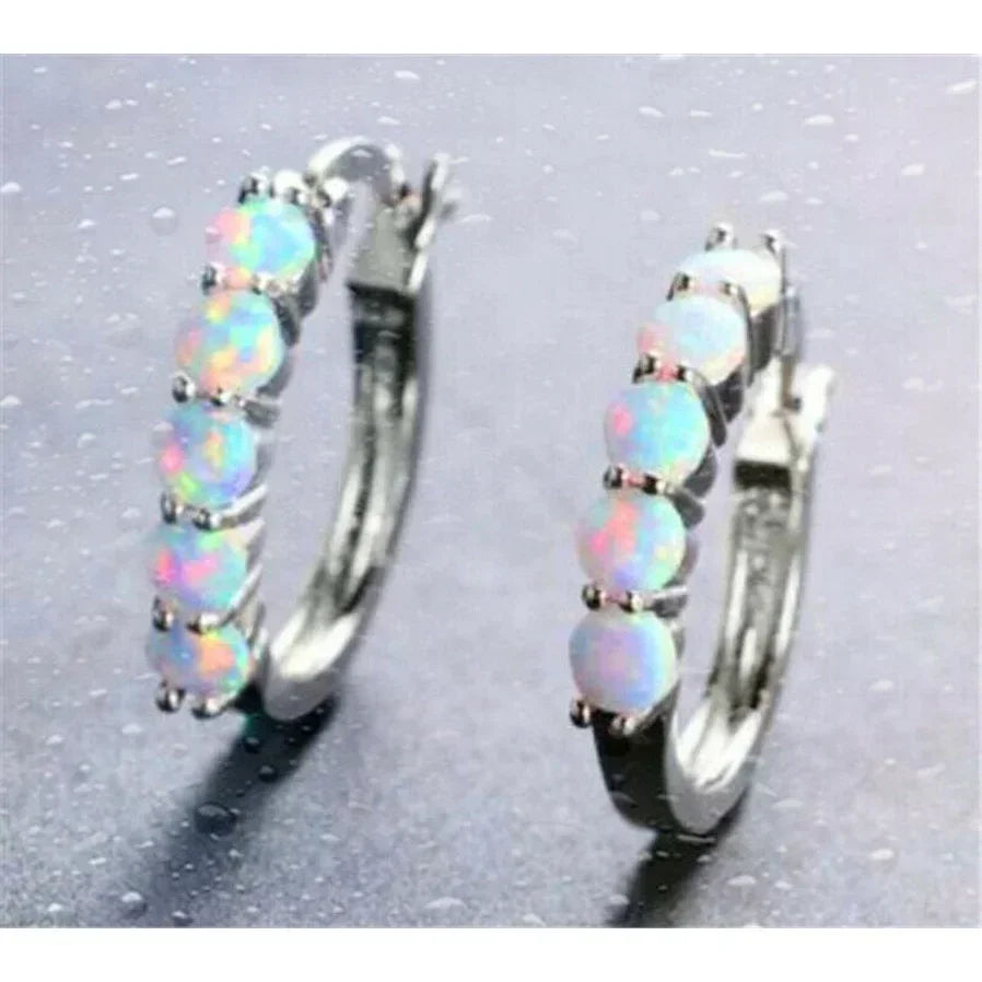 Opal Drop Dangle Earrings – Simulated Opal & Crystal Studs Drop Dangle Earrings Nixie