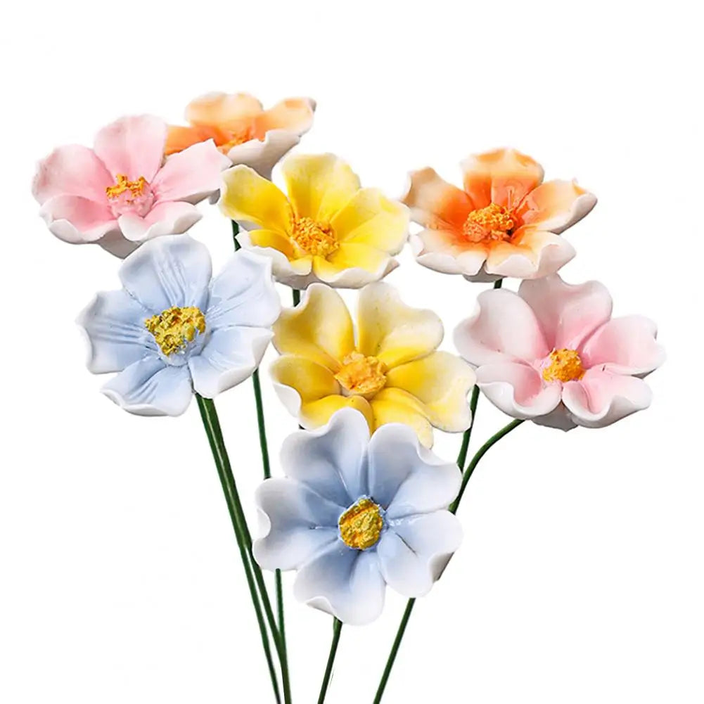 Handmade Ceramic Artificial Rose Flower with Stem | Vase Decor