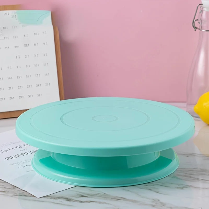 White Round Plastic Cake Turntable – Decorating Stand