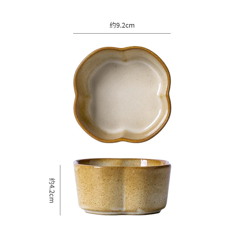 Vintage Ceramic Flower Dipping Dish | Retro Snack & Sauce Plate