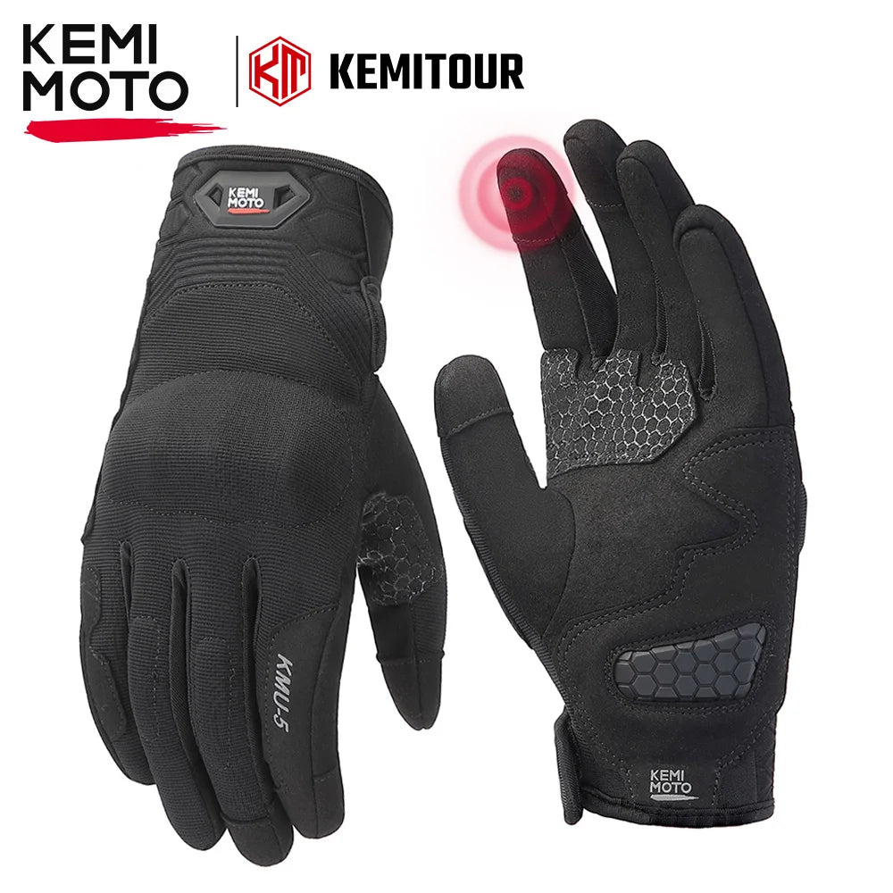 KEMITOUR Men's Touchscreen Motorcycle Gloves | PU Foam Motorcycle Riding Gloves Nixie