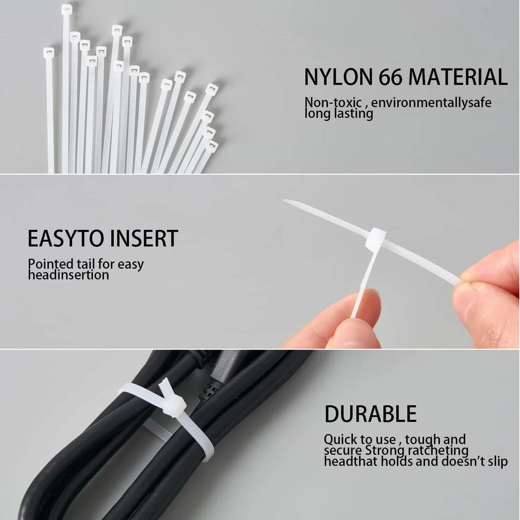 White Nylon Zip Ties 4x150mm 100pcs – Self-Locking Cable Ties Nylon Cable Ties Nixie