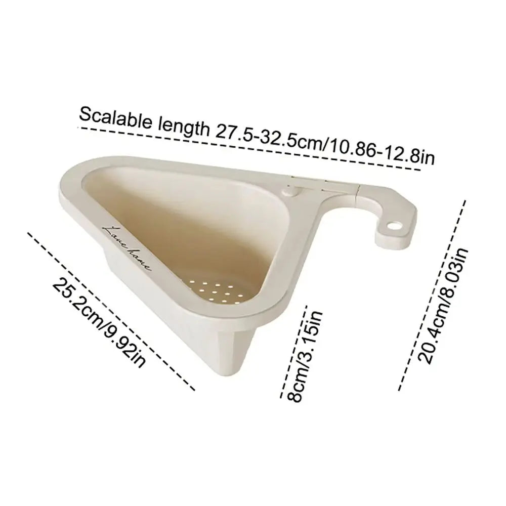 Kitchen Triangle Drain Basket – Retractable Sink Corner Rack Sink Drain Basket Nixie