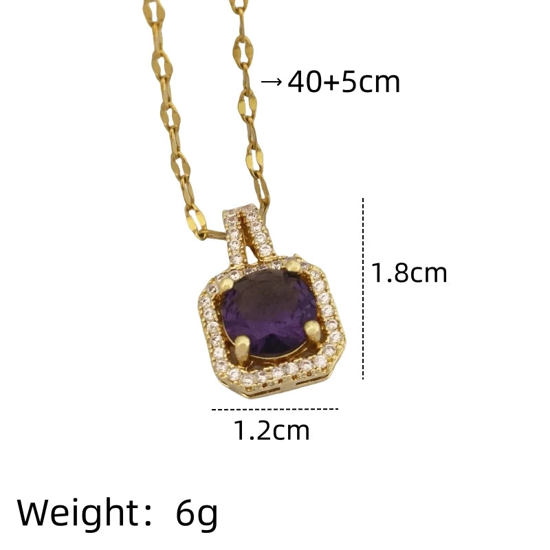 Micro Zircon Princess Purse Pendant Necklace | Copper Chain Pendant Necklace Nixie