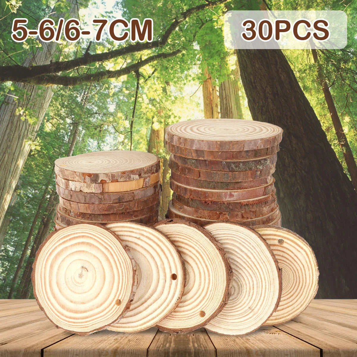 Natural Wood Slices 30pc Unfinished Round Circles for DIY Crafts Wood Craft Slices Nixie