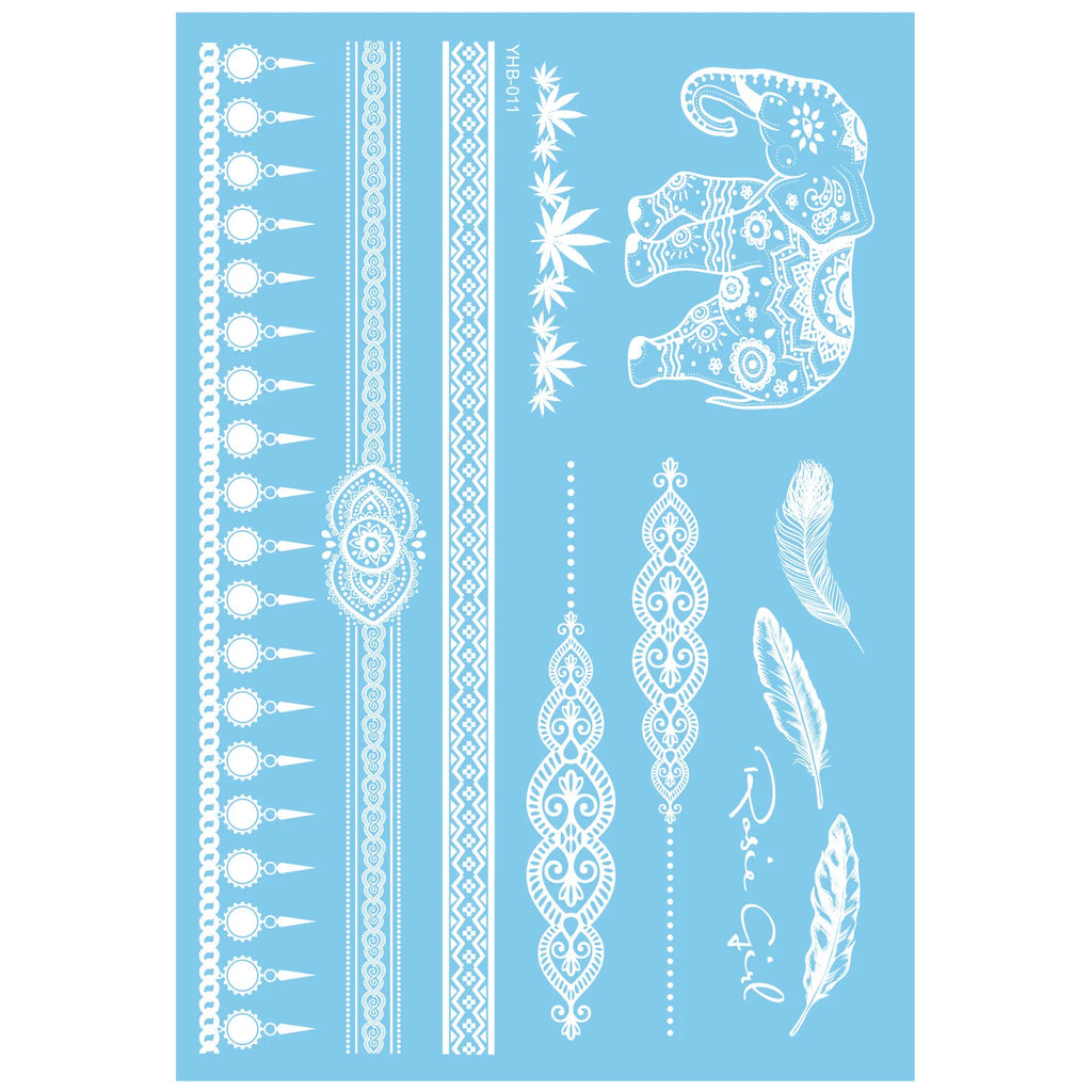 White Lace Temporary Tattoos – Moon Flower Star Body Art
