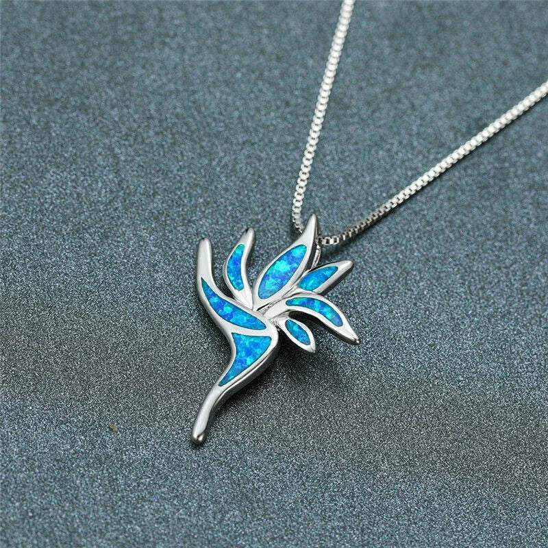 Blue Glass Opal Geometric Mood Tracker Pendant Necklace Pendant Necklace Nixie