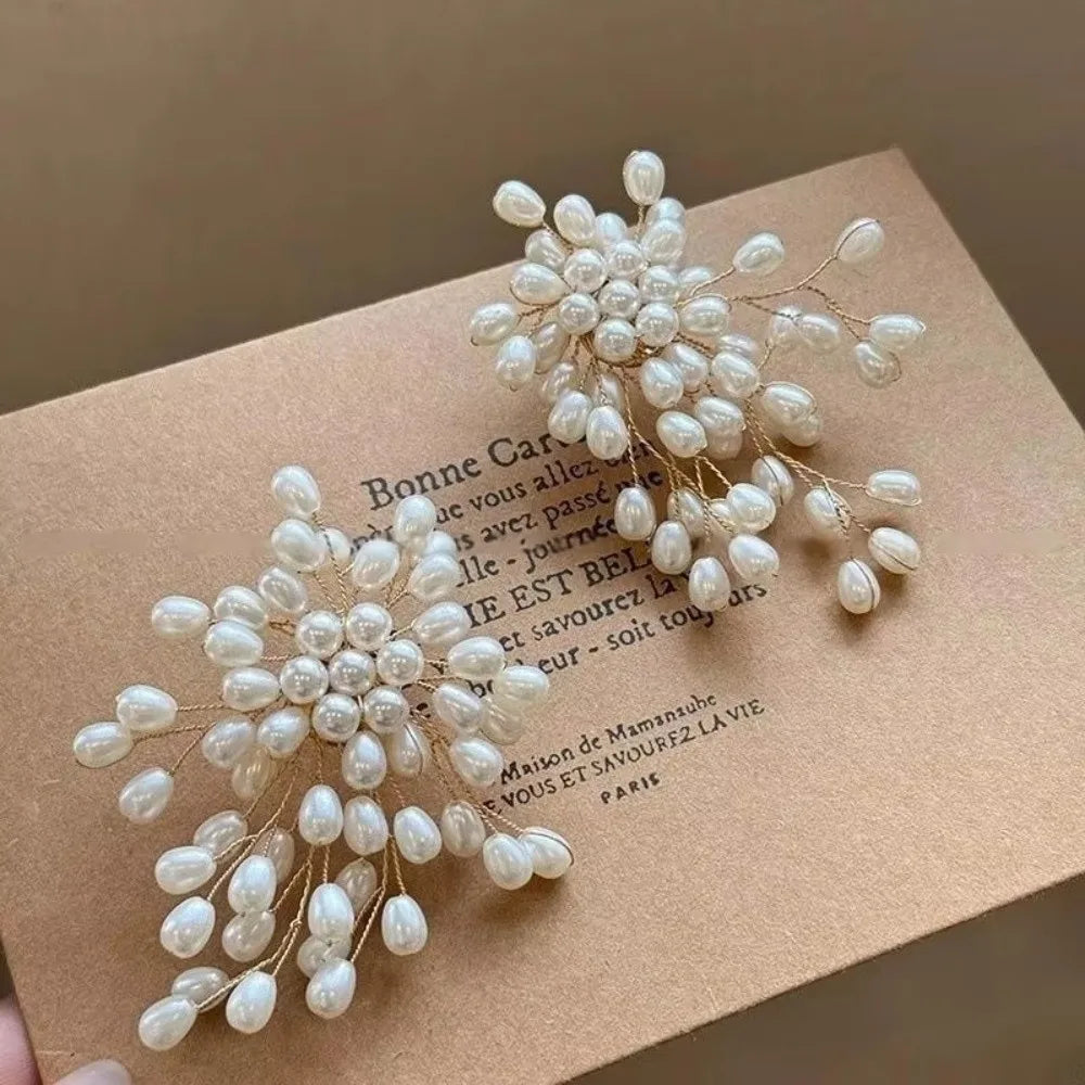 French Imitation Pearl Tassel Dangle Earrings | Bridal Style Tassel Dangle Earrings Nixie