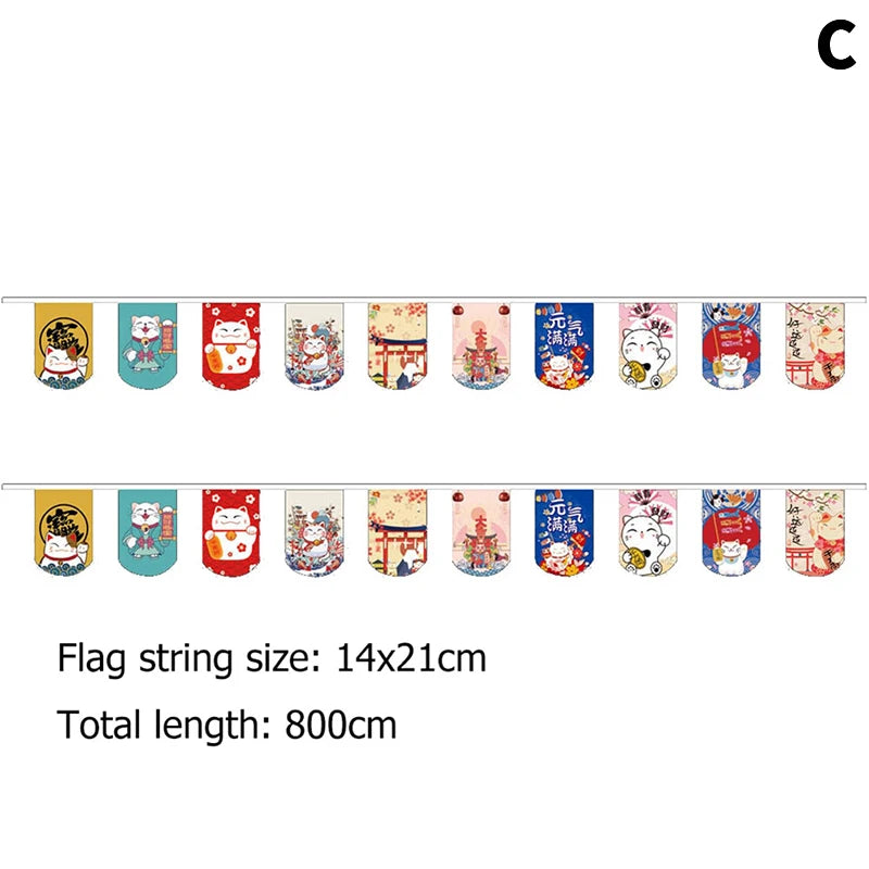 Japanese Lucky Cat String Bunting Banner – Party & Restaurant Decor