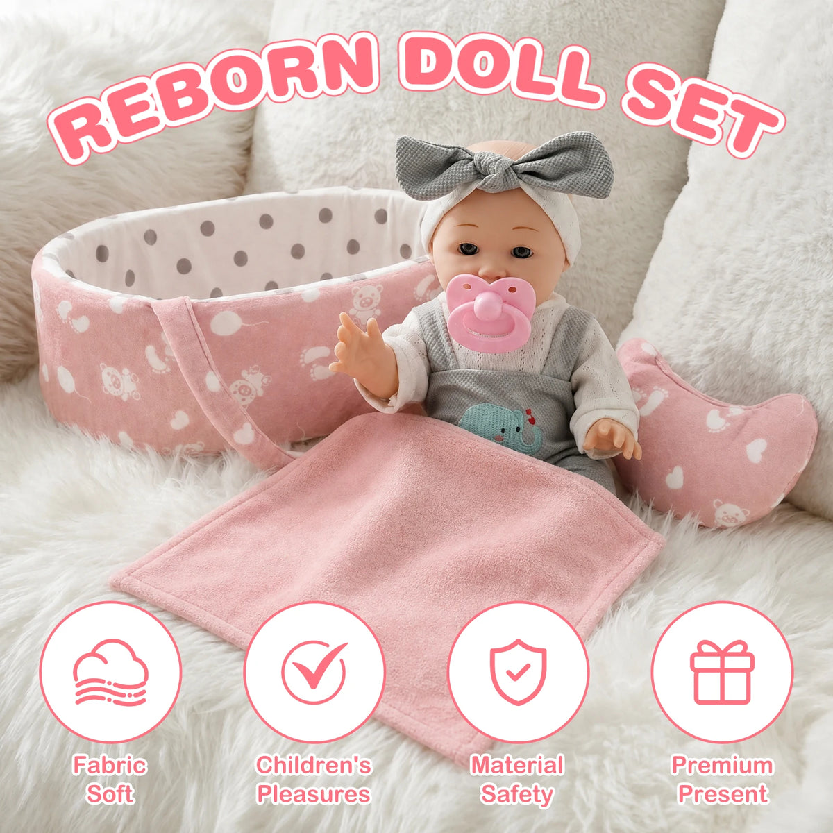12-Inch Reborn Baby Doll Set with Bassinet, Blanket & Accessories Reborn Baby Doll Set Nixie