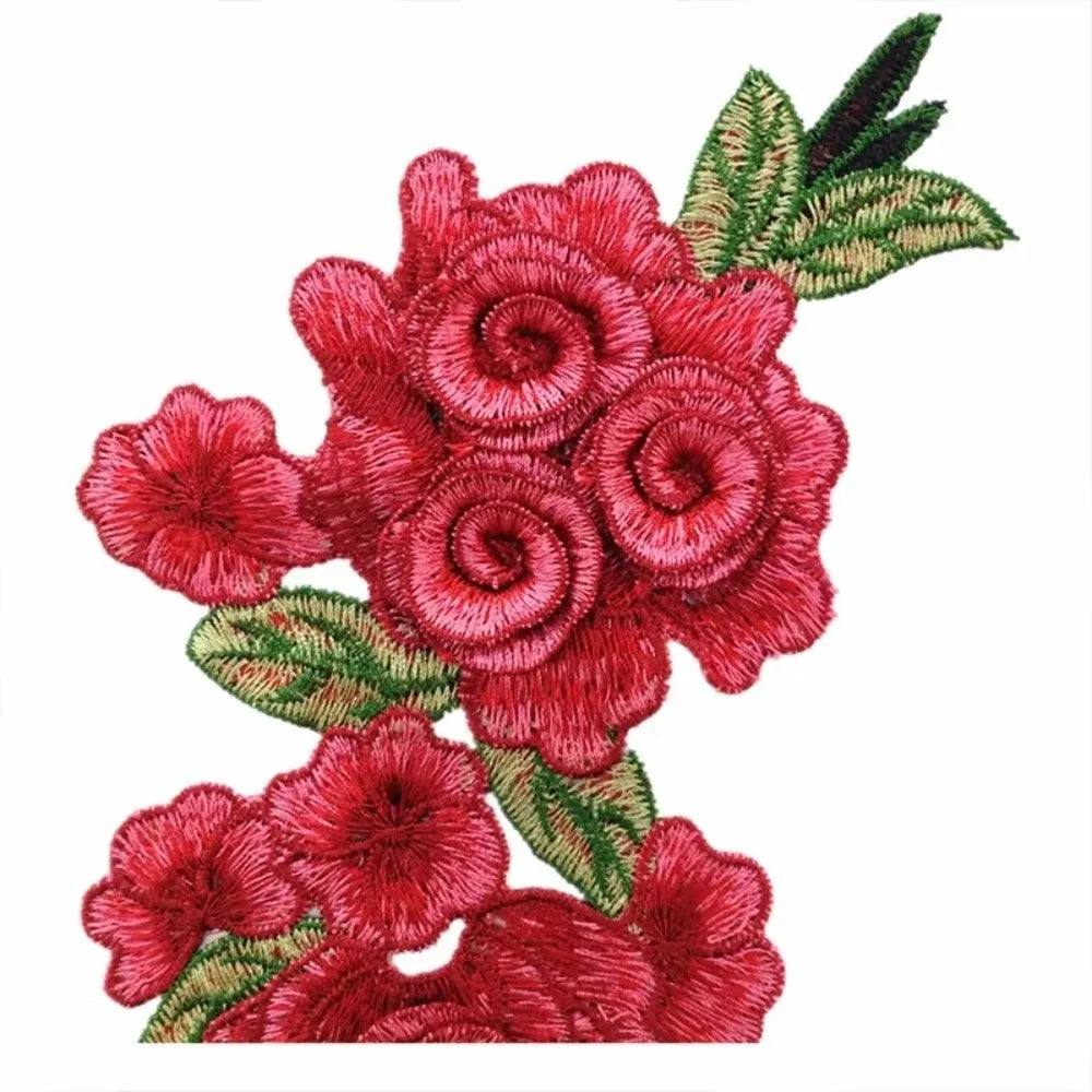 3D Embroidered Rose Flower Sew-On Patch – Ethnic Appliqué Embroidered Sew-On Patch Nixie