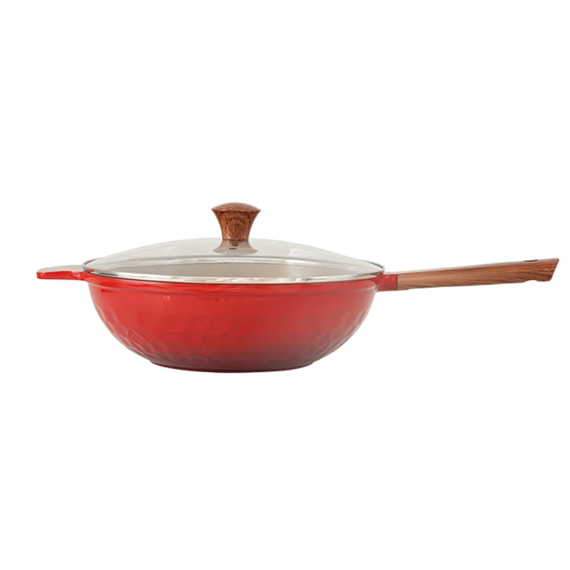 DONNOR 12.6" Ceramic Nonstick Frying Pan with Lid 6QT Skillet Ceramic Frying Pan Nixie red