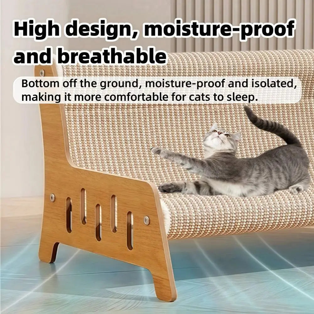 3-in-1 Cat Play Chair | Jute Scratcher, Bed & Wooden Sofa Cat Scratcher Bed Nixie