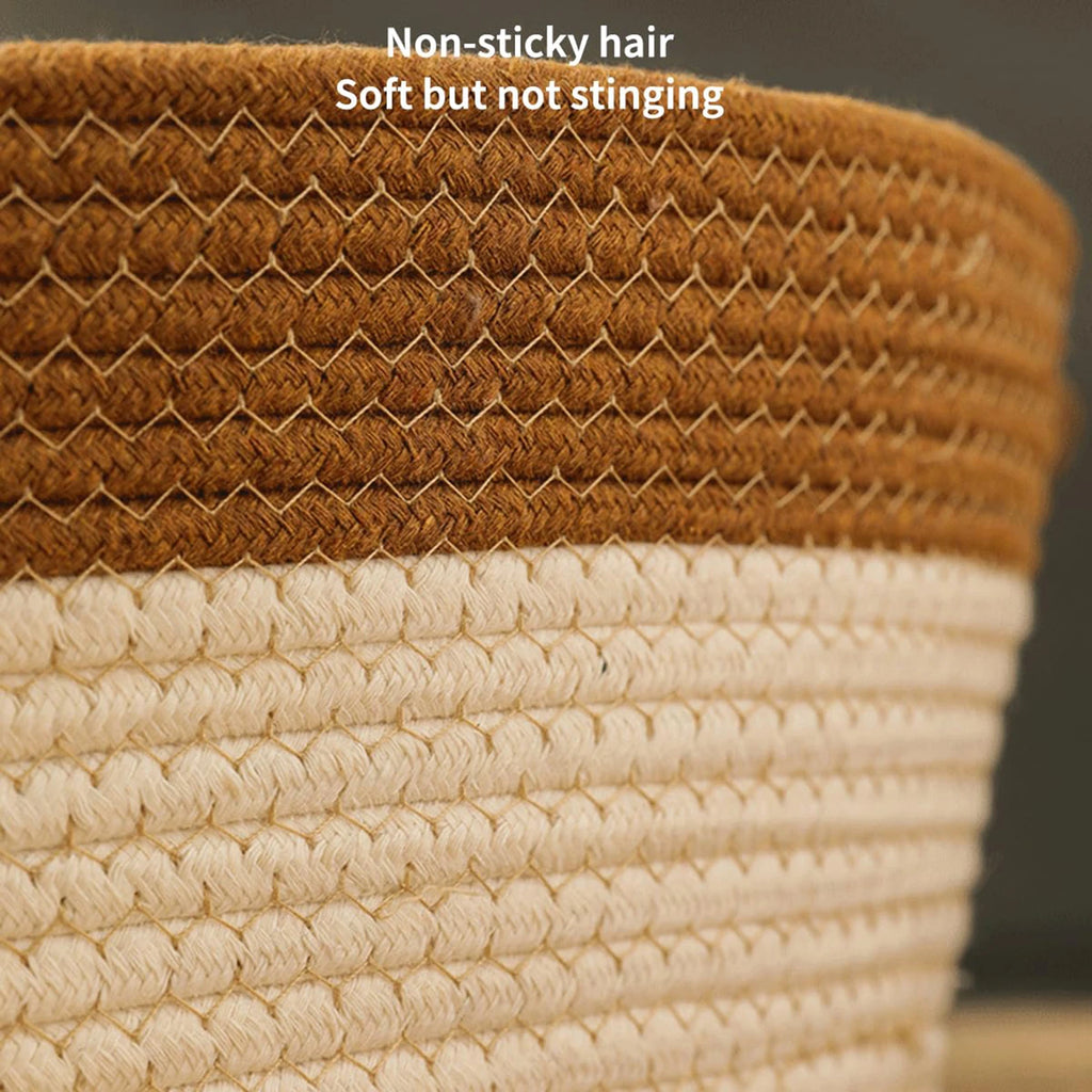 Handwoven Cotton Rope Round Cat Bed – Scratch-Resistant Kitten Nest Cat Bed Nixie