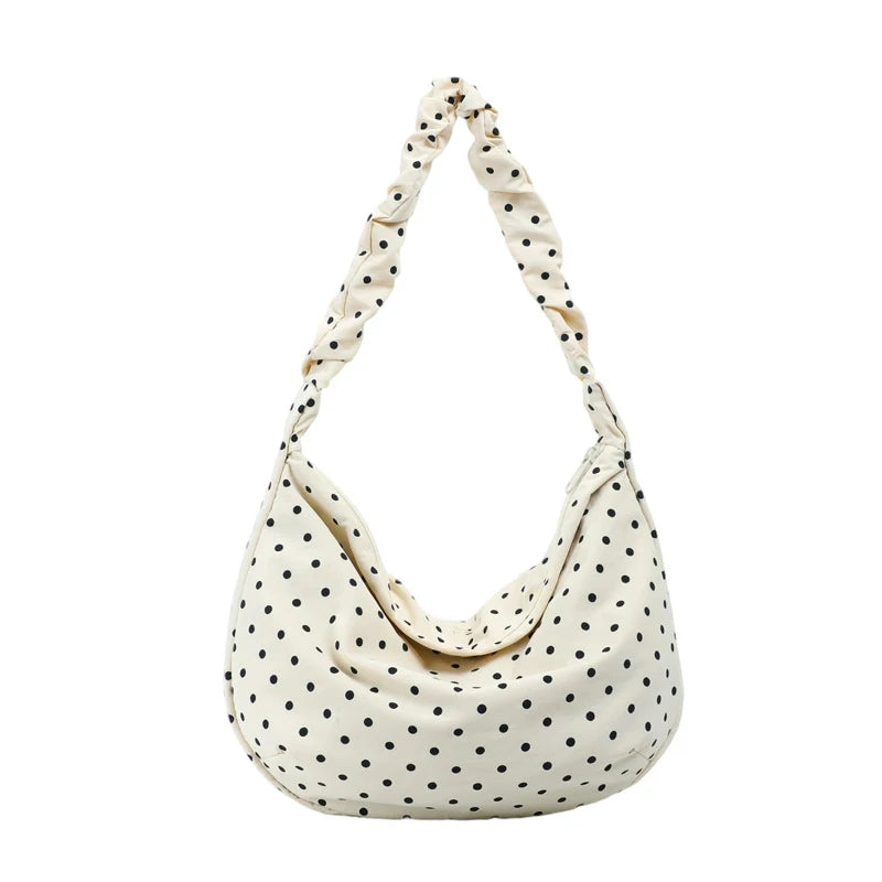 Korean Wave Dot Large Canvas Tote Shoulder Bag for Women Canvas Tote Bag Nixie