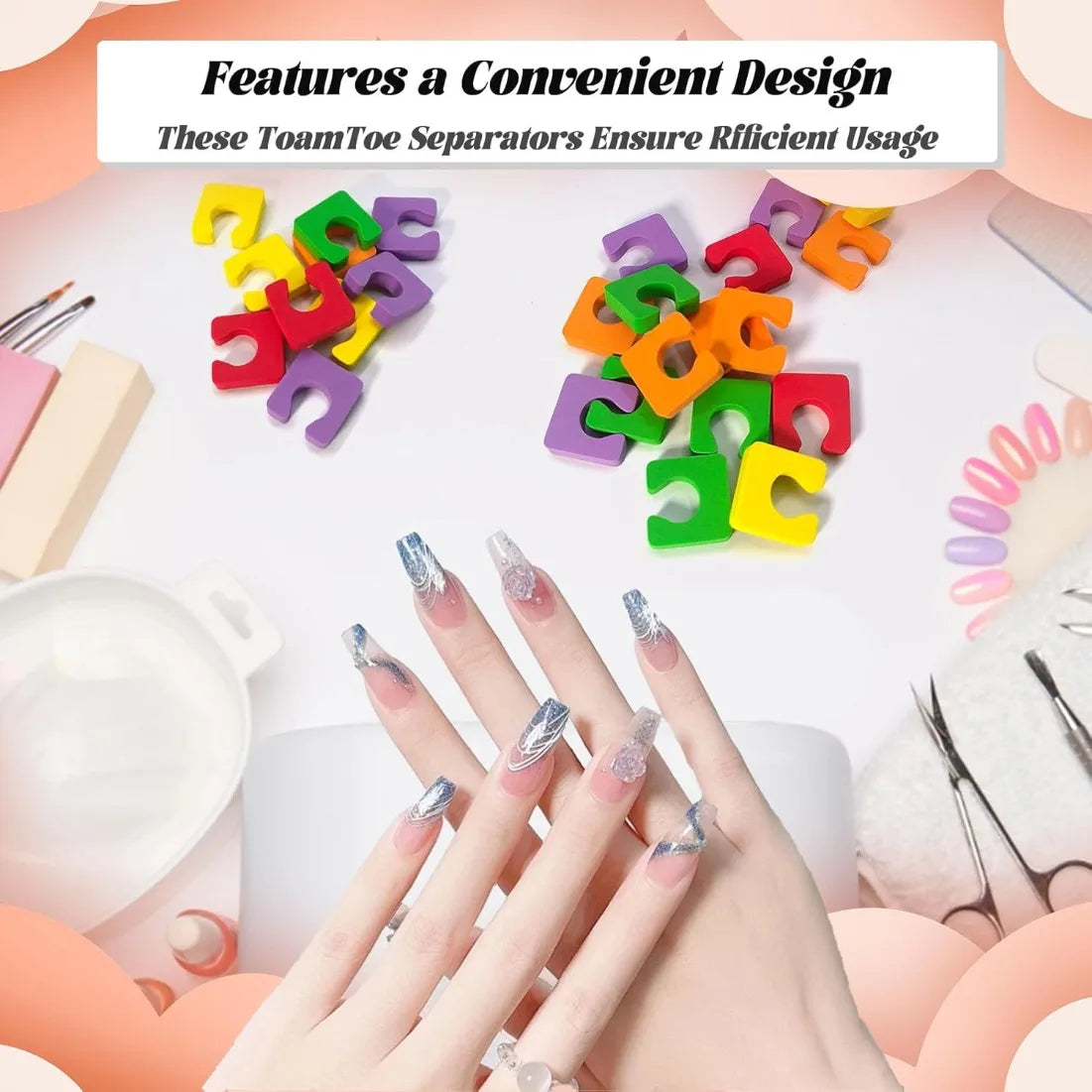 50-Pack EVA Toe Separators – Colorful Pedicure Nail Tools Toe Separators Nixie