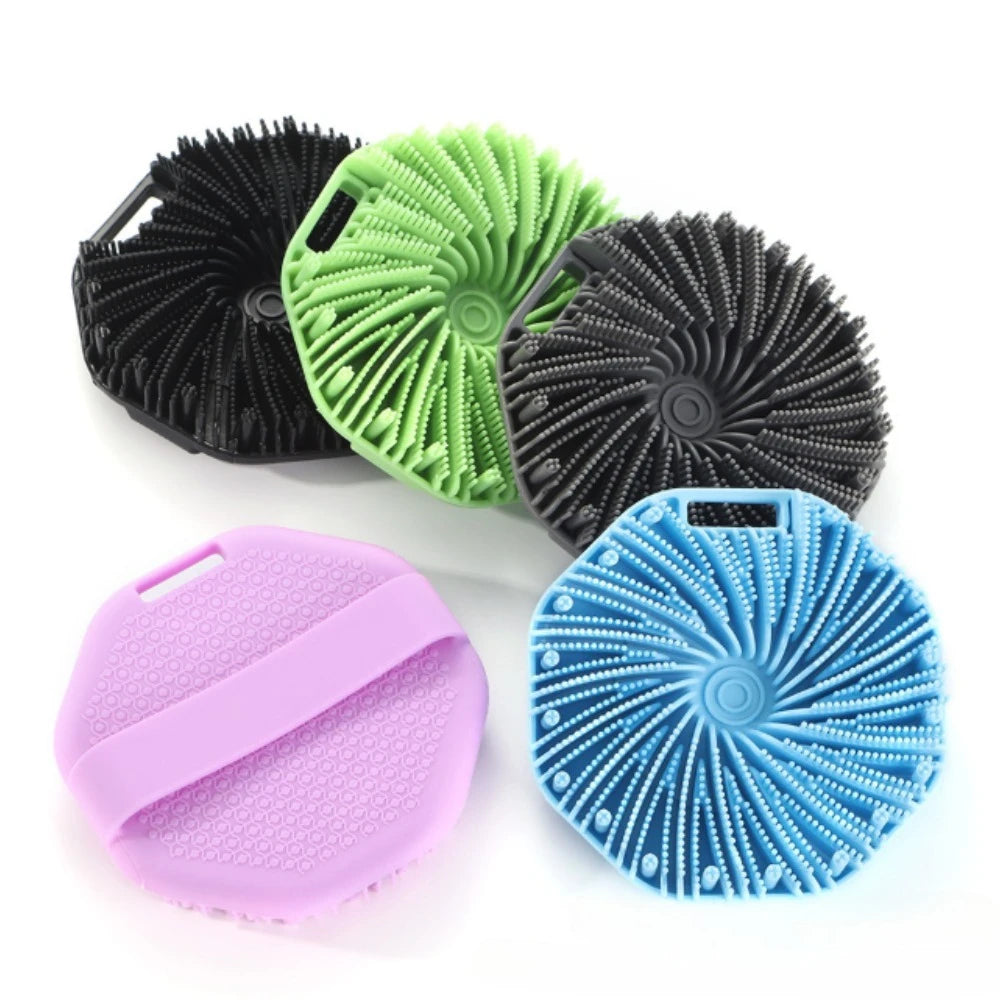Silicone Hexagonal Bath Brush – Wall-Hanging Shower Scrubber