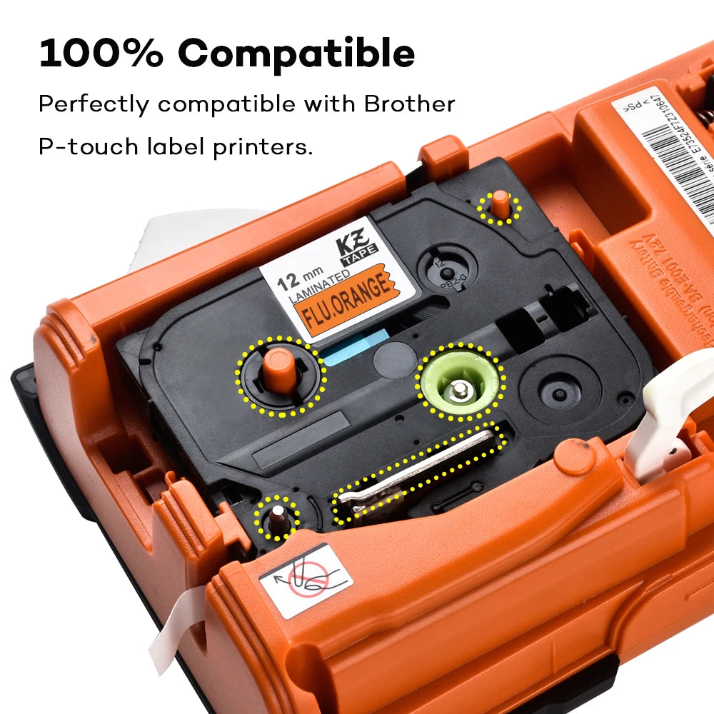 3-Pack Fluorescent Label Tape Compatible Brother TZe P-Touch Label Tape Cassette Nixie
