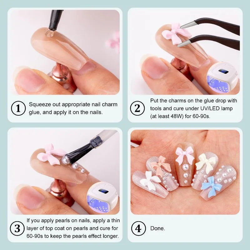 3D Flower Nail Charms Set – 120pcs Mixed Blossom Gems & Rhinestones Nail Art Charms Nixie