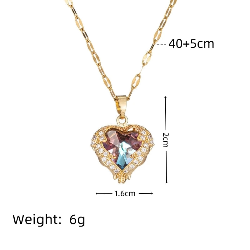 Heart of the Sea Crystal Pendant Necklace for Women Crystal Pendant Necklace Nixie