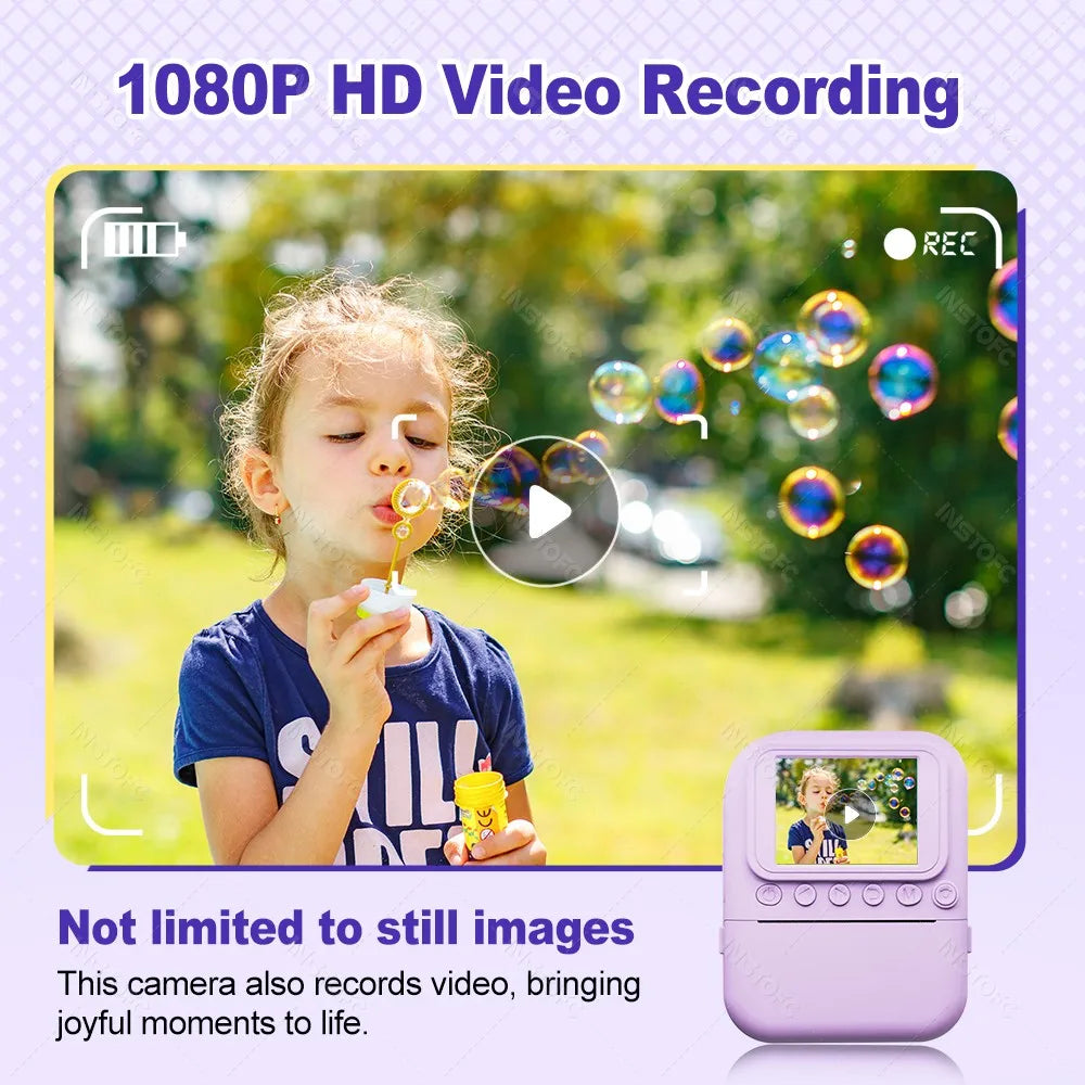 Kids Instant Camera with Color Printer – 1080P, Ages 6–12 | INSTOFC Kids Instant Camera Nixie