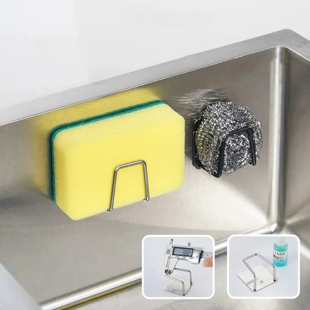 4PCS Stainless Steel Sink Sponge Rack – Self-Adhesive Holder Sink Sponge Rack Nixie