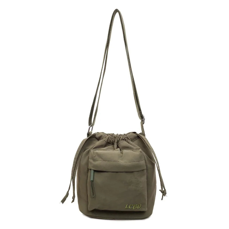 Nixie Lightweight Drawstring Bucket Bag – Crossbody Drawstring Bucket Bag Nixie Green