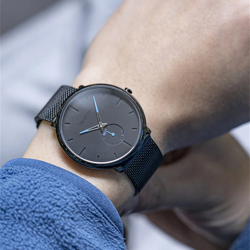 REBIRTH Men's Retro Art Quartz Watch – Magnetic Steel Strap Men's Quartz Watch Nixie