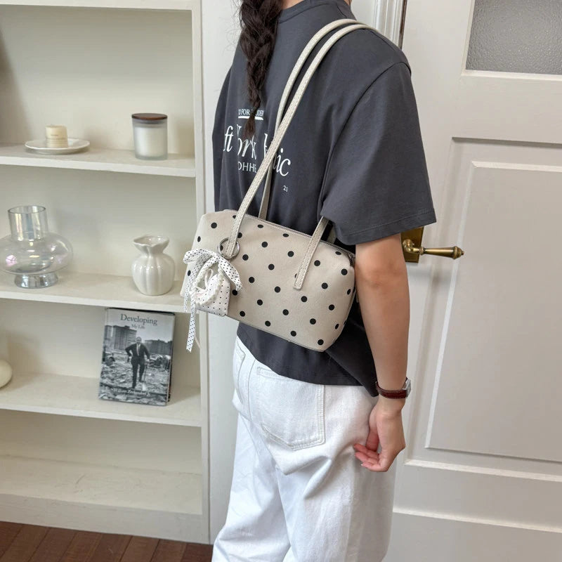 Korean Polka Dot Boston Shoulder Bag | Cute Underarm Bag Shoulder Bag Nixie