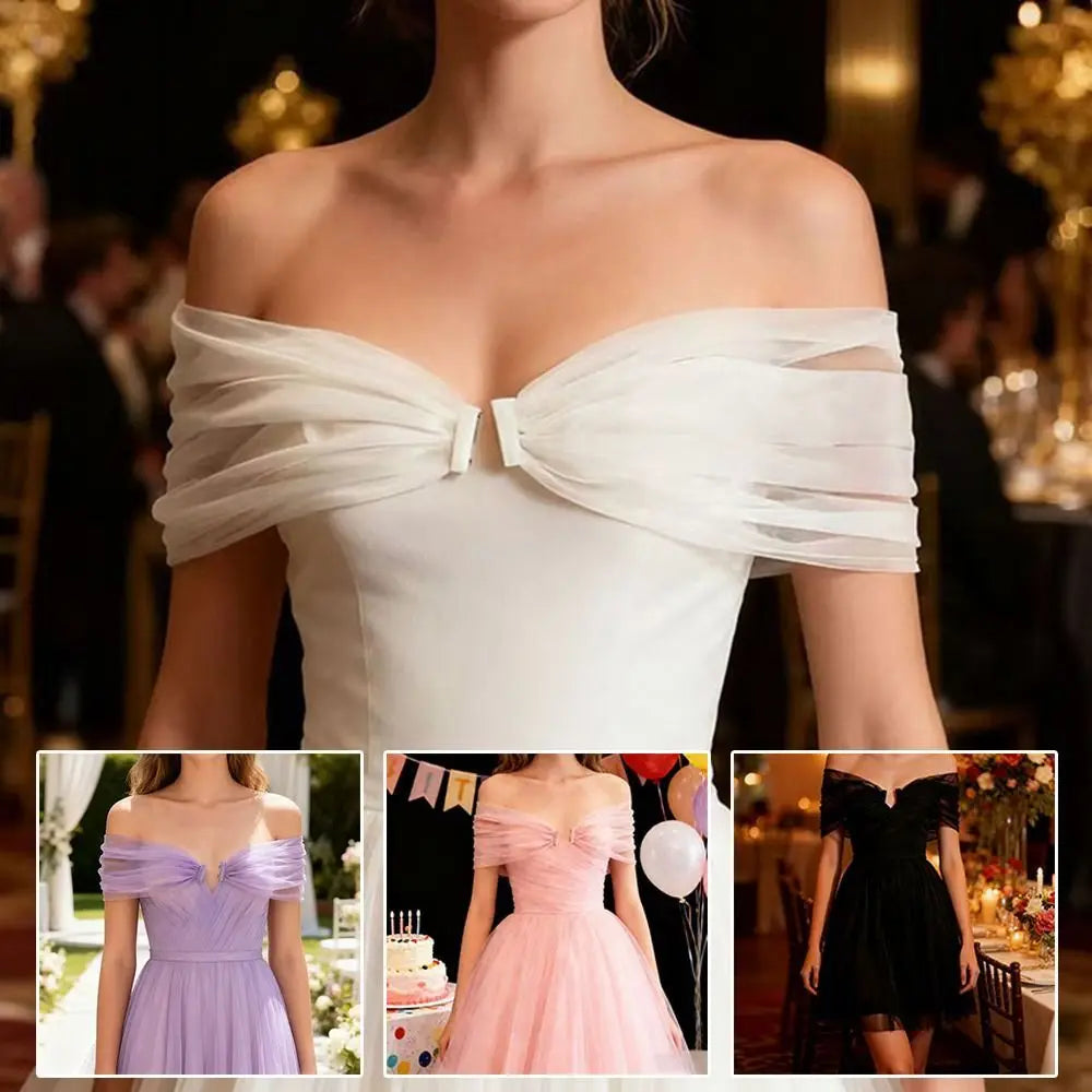 Off-Shoulder Sheer Chiffon Bridal Shawl – DIY Arm Straps Bridal Wrap Shawl Nixie