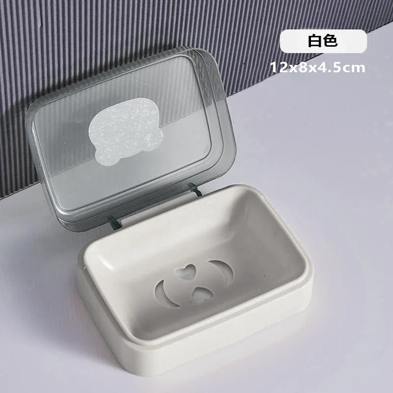 Flip-Top Drainable Soap Dish with Lid – Minimalist Design Soap Dish Nixie White