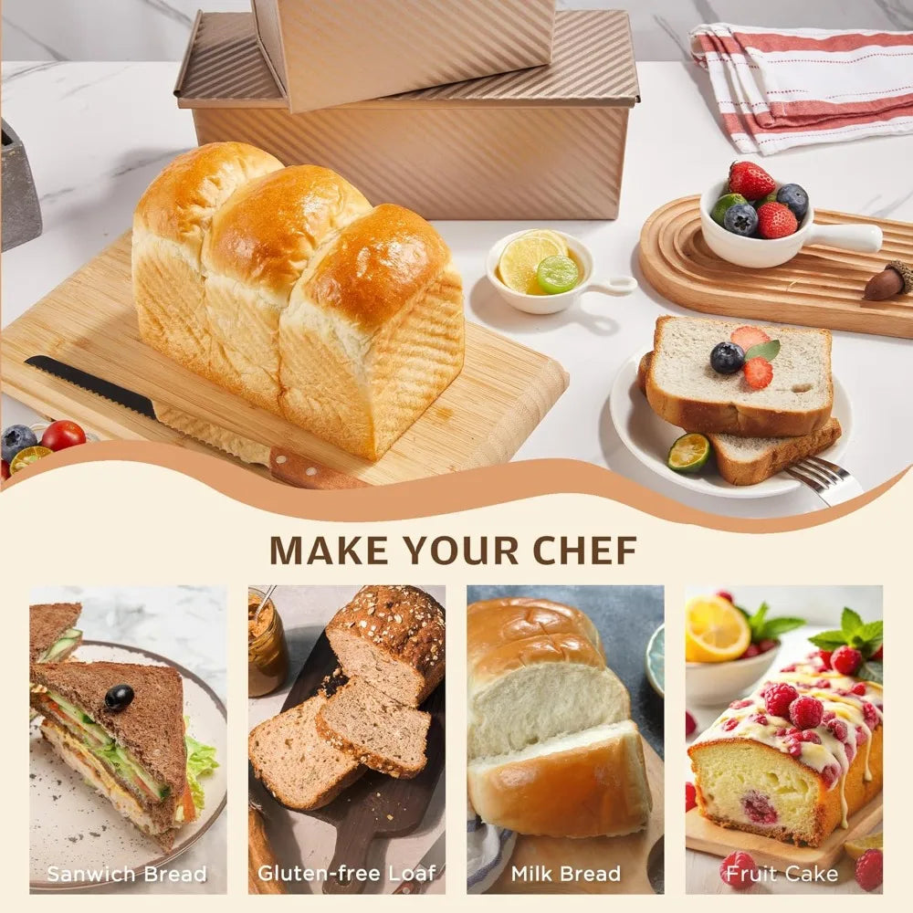 Non-Stick Carbon Steel Rectangle Loaf Pan with Lid | FEB.WIND Bread Loaf Pan Nixie