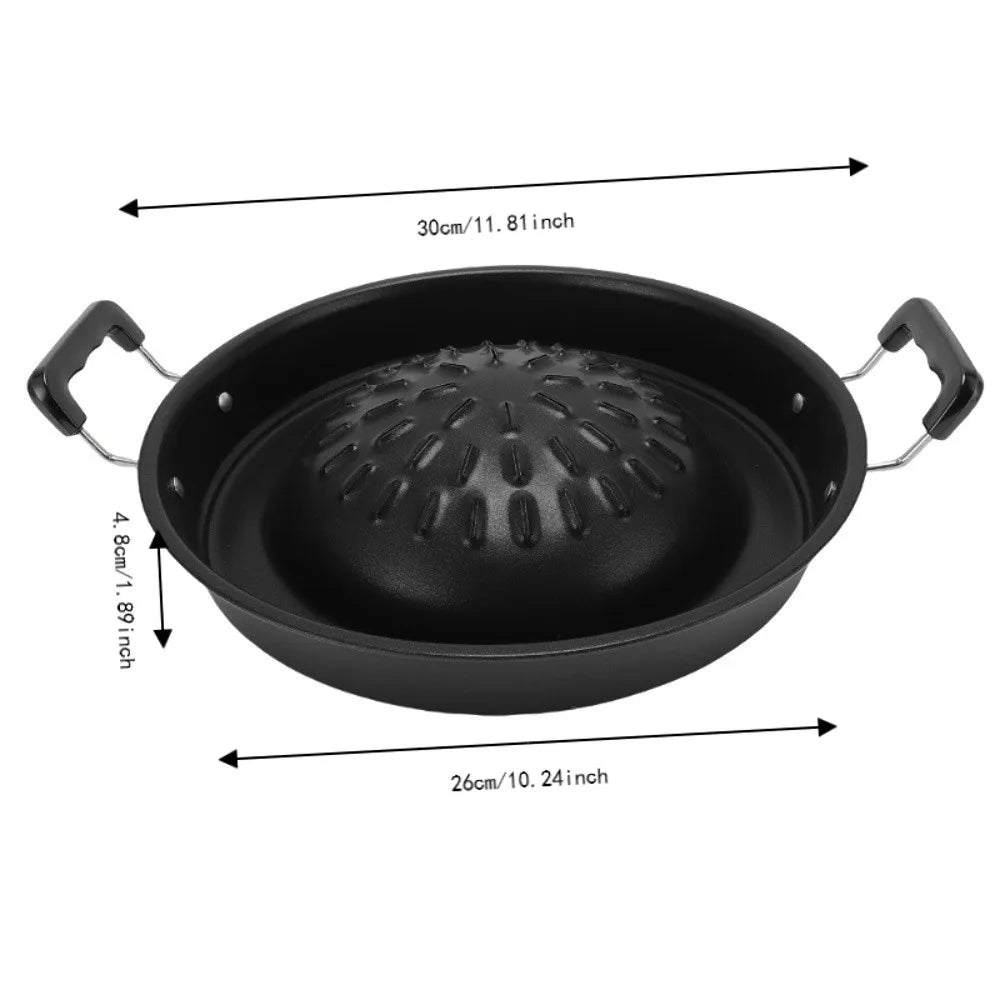 Cast Iron Thai BBQ Grill Pan – Raised Dome Hot Pot Camping Cast Iron Grill Pan Nixie