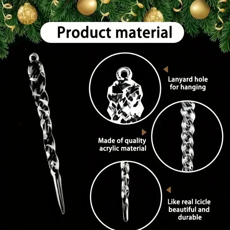 36PCS Clear Acrylic Icicle Christmas Ornaments – 9 Styles Christmas Ornaments Nixie