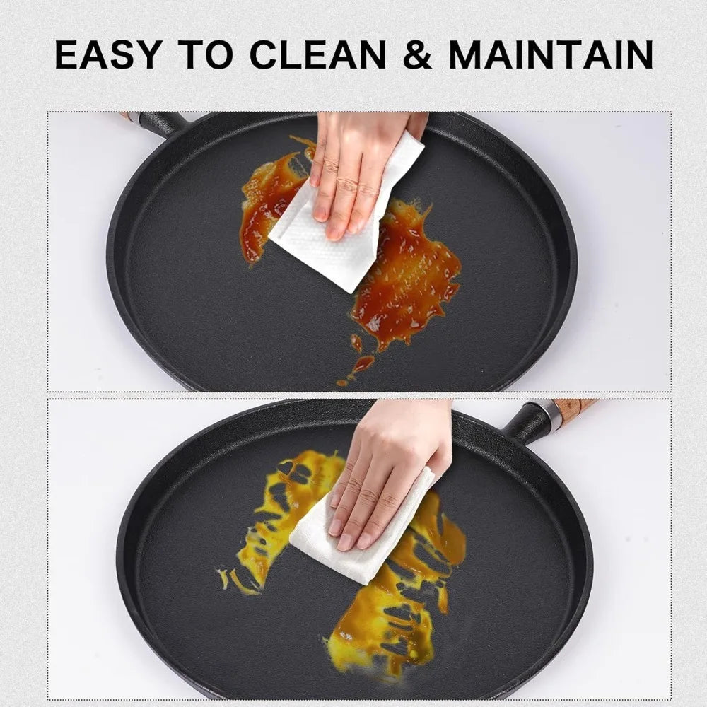 Cast Iron Frying Pan – Uncoated Non-Stick Crepe & Egg Pan Cast Iron Skillet Nixie